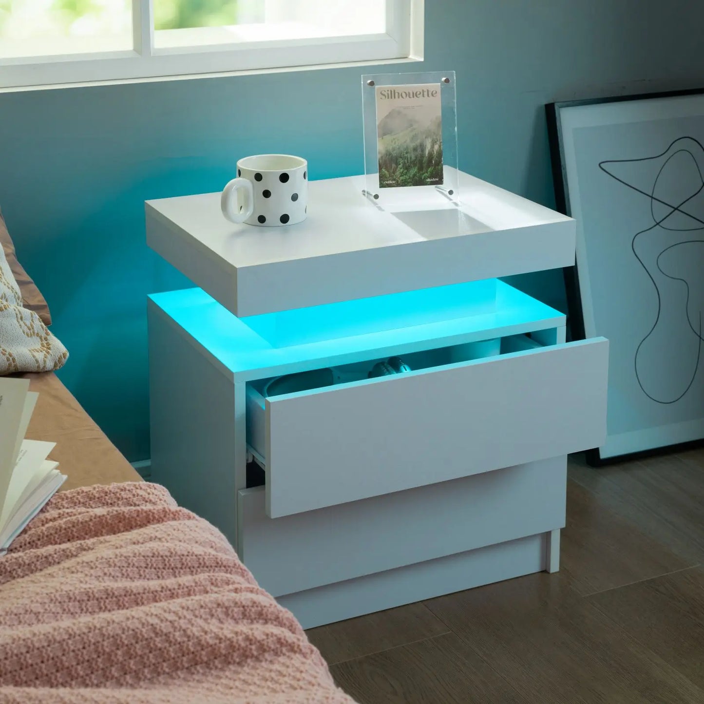 Cubehom Nightstand Set of 2 LED Nightstand