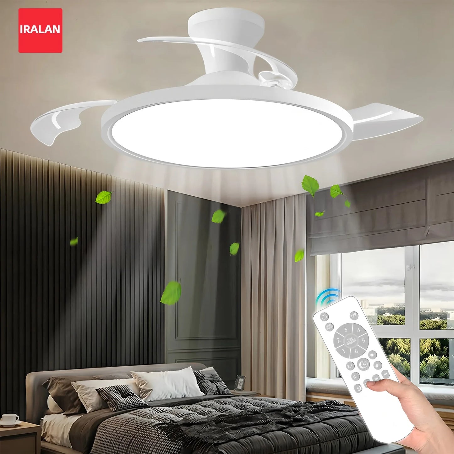 Silent Electric Fan with LED Lamp Smart Remote