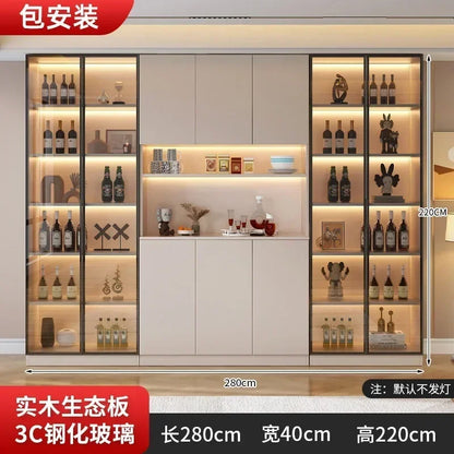 Large Modern Kitchen CabinetHutch Storage Sideboards Freestanding Kitchen Pantry with Glass Doors and Drawers