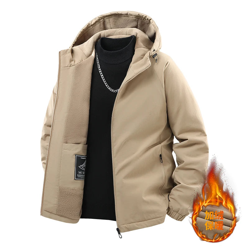 Mens Hooded Autumn and Winter Loose Fleece