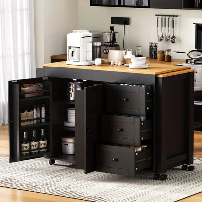 Rolling Kitchen Island On Wheels with Extendable