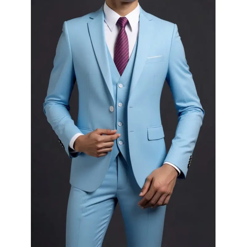 Suit (Blazer+ Vest + Trousers) Men's Fashionable Gentleman Business British Style