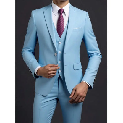 Suit (Blazer+ Vest + Trousers) Men's Fashionable Gentleman Business British Style