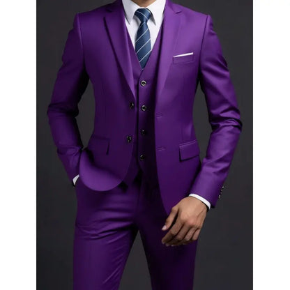 Suit (Blazer+ Vest + Trousers) Men's Fashionable Gentleman Business British Style