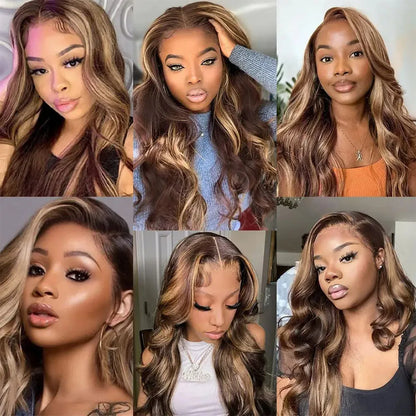 Body Wave Highlight Wigs Human Hair 13x6