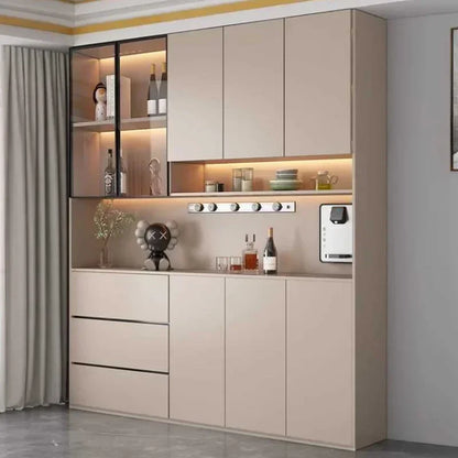 Large Modern Kitchen CabinetHutch Storage Sideboards Freestanding Kitchen Pantry with Glass Doors and Drawers