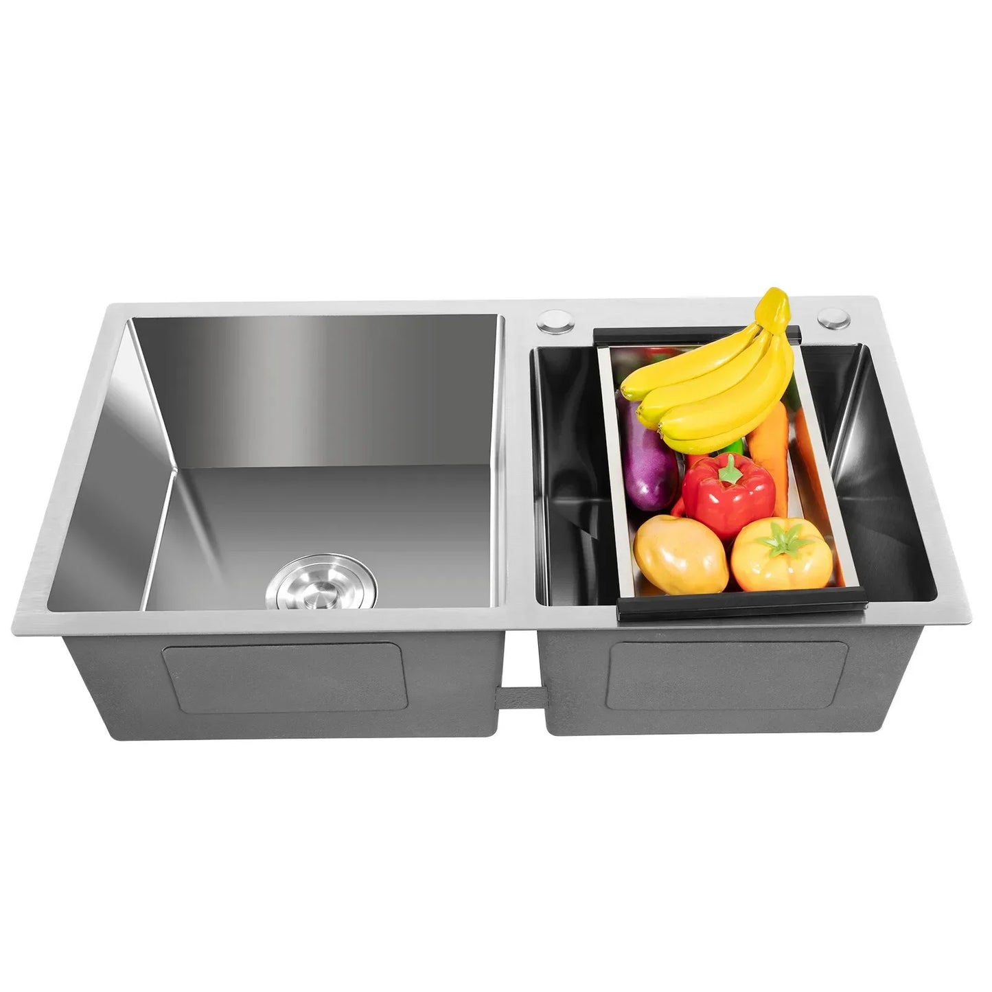 Double Bowl Stainless Steel Drop-in Kitchen Sink Dishwasher Vegetable Sink Home