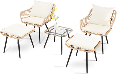 5 Piece Patio Furniture Set, Outdoor Wicker