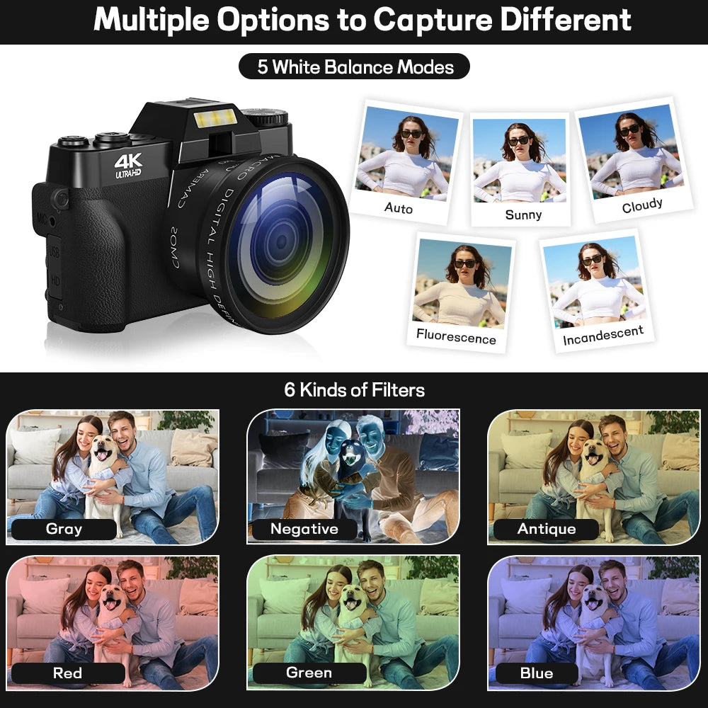 Compact Digital Photography Camera 4K WIFI Webcam