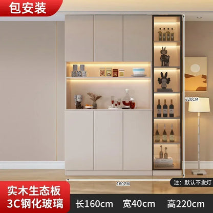 Large Modern Kitchen CabinetHutch Storage Sideboards Freestanding Kitchen Pantry with Glass Doors and Drawers