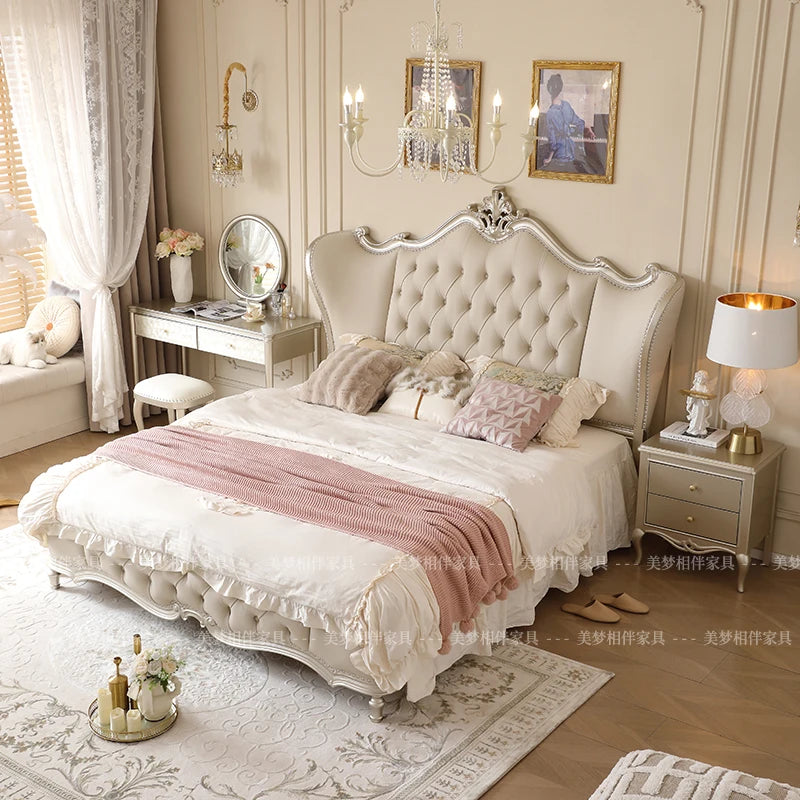 European Princess Bed Modern King Size Frame Bedroom Luxury Bed Modern Design Double Simple Muebles Para El Hogar Furniture