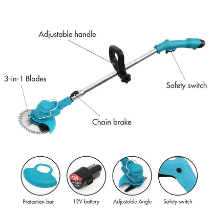 Cordless Lawn Mower Electric Grass Trimmer 12V