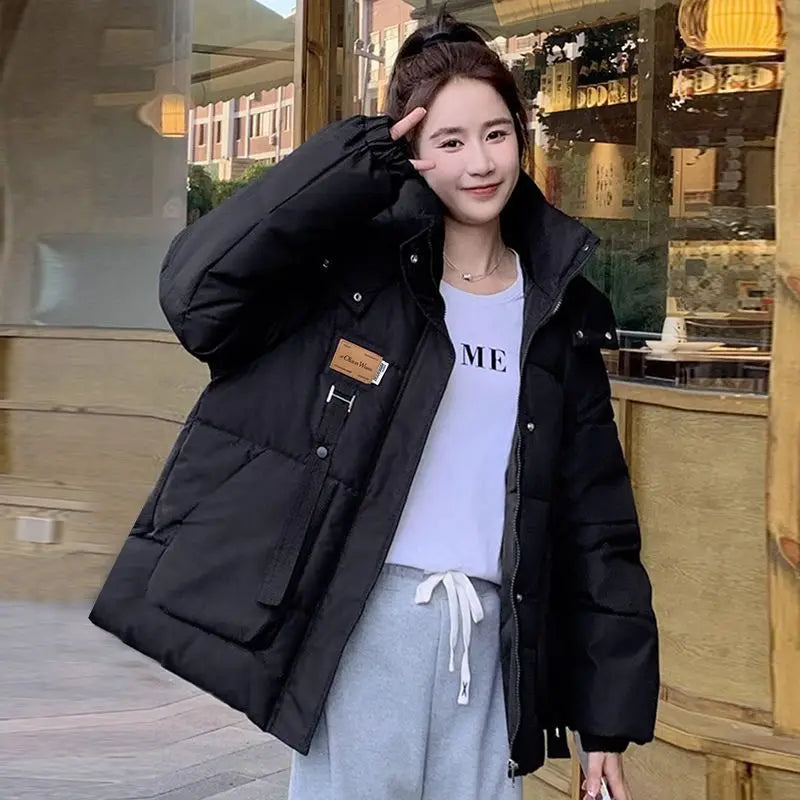 Cotton Clothing Women's 2025 Bread Clothing Short Cotton Clothing Autumn Winter Jacket Thickened Hooded Light and Warm