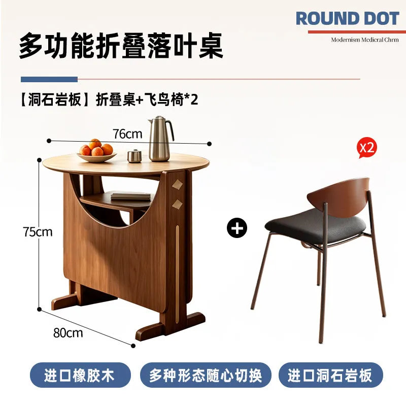 Dinette Foldable Dining Table Round Kitchen Small