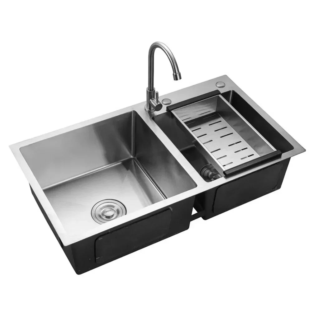 Double Bowl Stainless Steel Drop-in Kitchen Sink Dishwasher Vegetable Sink Home