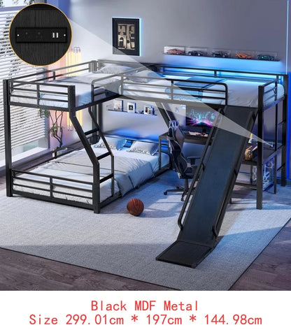 L-Shaped Twin over Full Bunk Bed  Loft