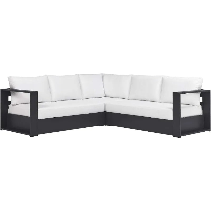 Aluminum 3-Piece Outdoor Patio Furniture Gray White,