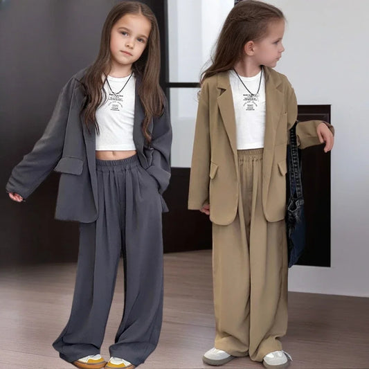 Teen Girls Suit Set Fashion Loose Blazer