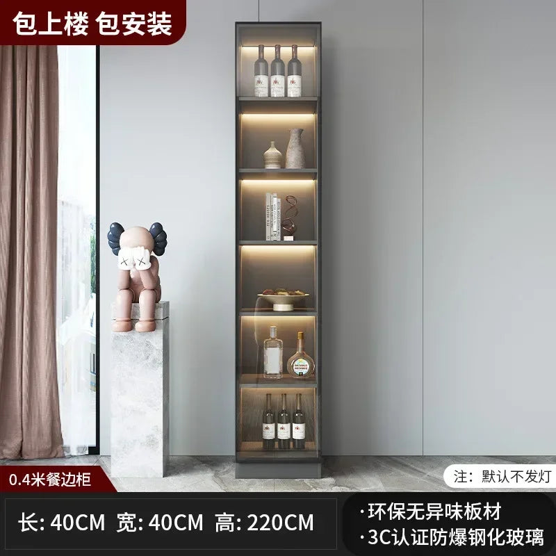Large Modern Kitchen CabinetHutch Storage Sideboards Freestanding Kitchen Pantry with Glass Doors and Drawers