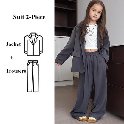 Teen Girls Suit Set Fashion Loose Blazer