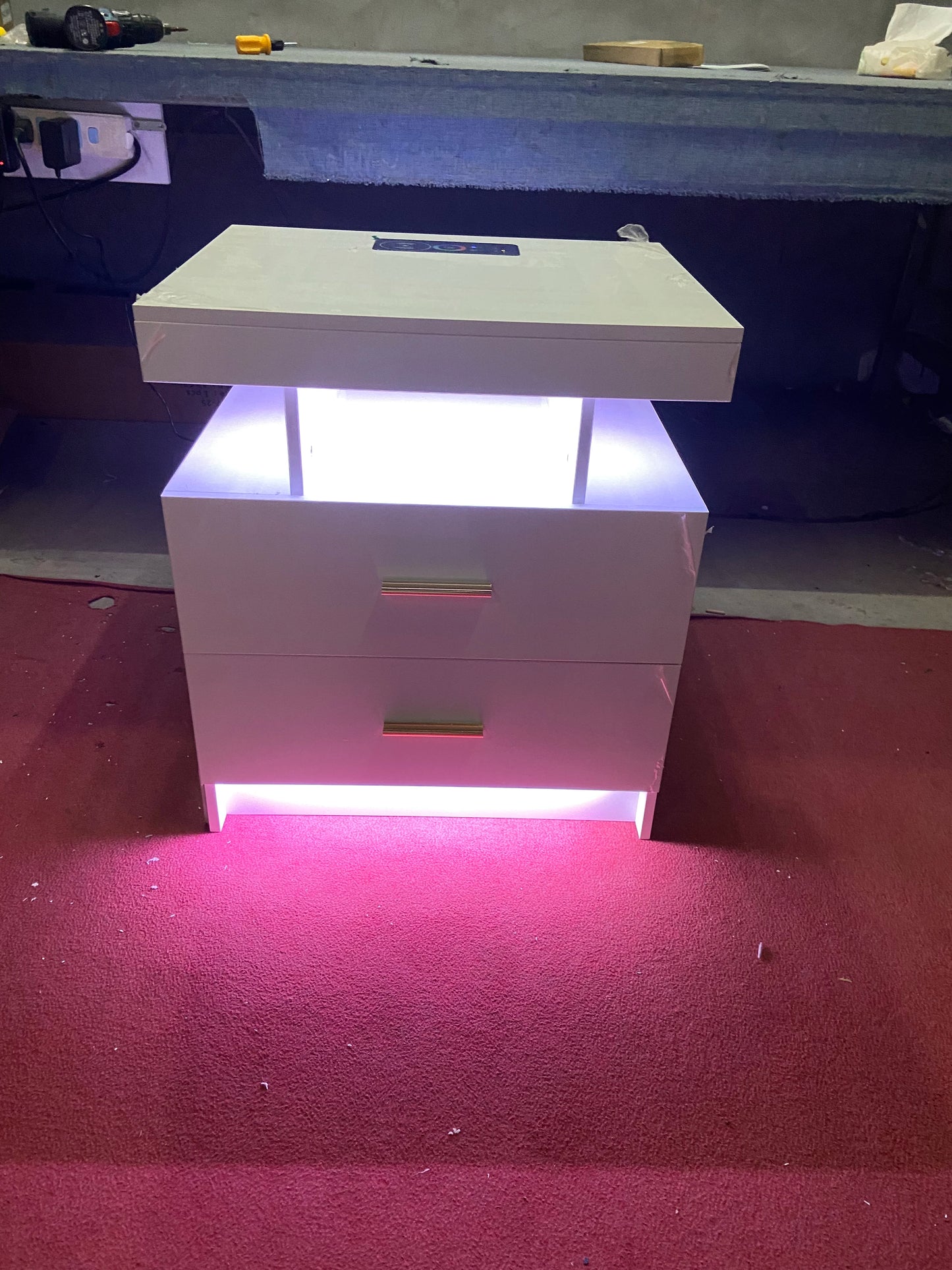 JDPAG LED Nightstand, RGB Black Night Stand