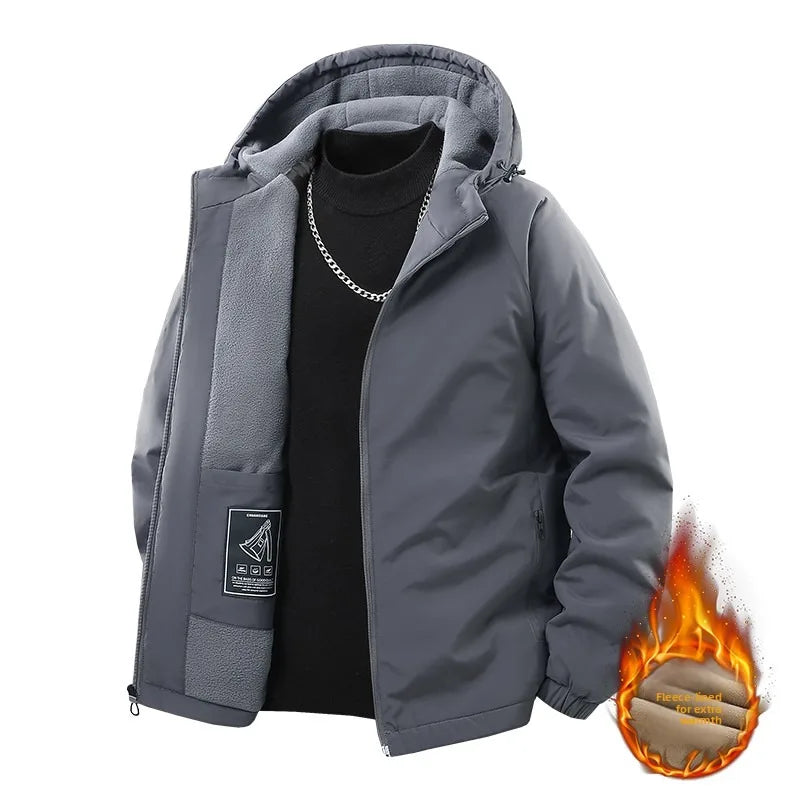 Mens Hooded Autumn and Winter Loose Fleece