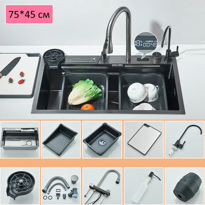 304 Waterfall Kitchen Sink 60*45cm Stainless Steel