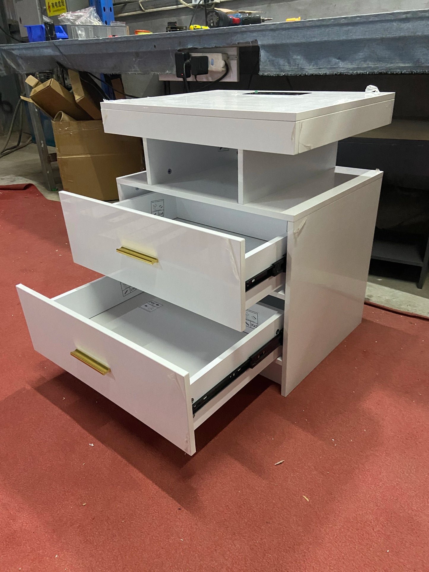 JDPAG LED Nightstand, RGB Black Night Stand