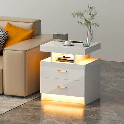 JDPAG LED Nightstand, RGB Black Night Stand