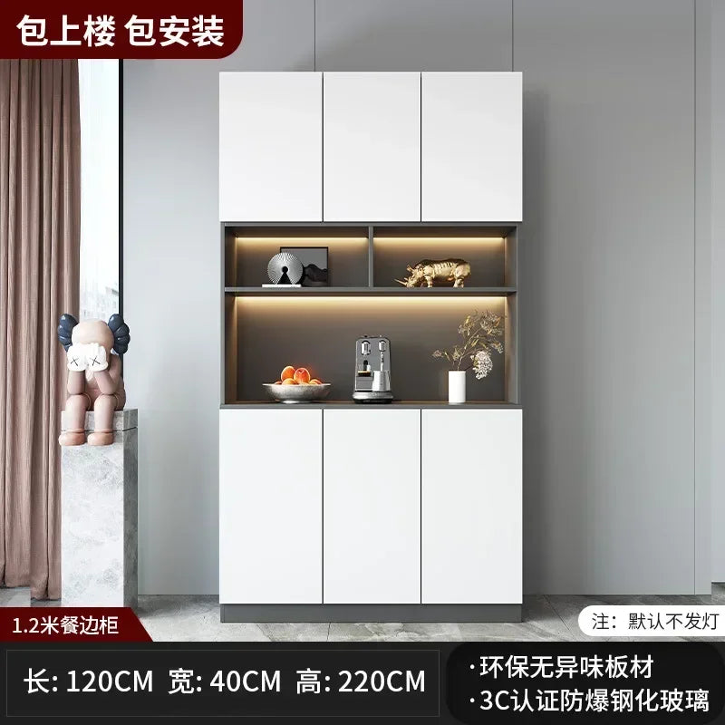 Large Modern Kitchen CabinetHutch Storage Sideboards Freestanding Kitchen Pantry with Glass Doors and Drawers